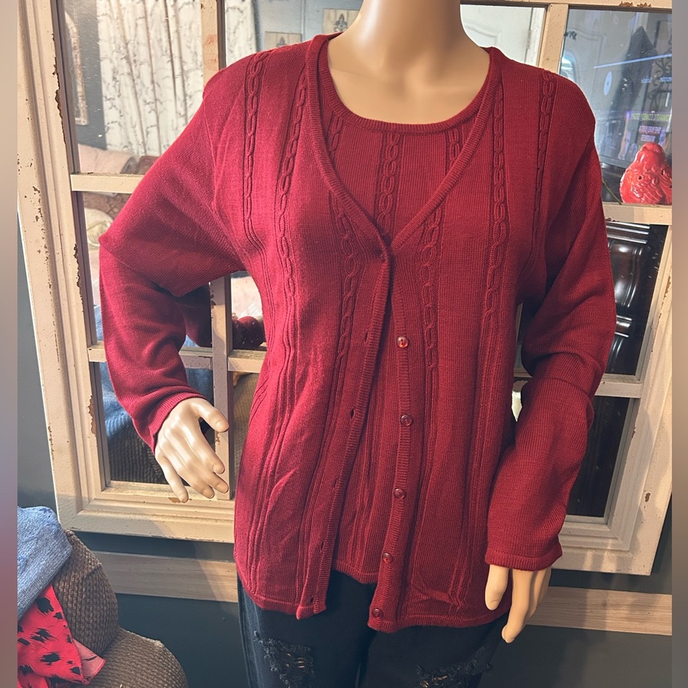 Vintage grandma red cardigan shirt